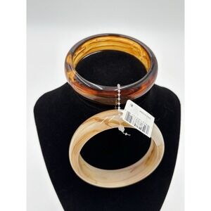 Altar'd State Resin Bangle Bracelet Set Brown Beige Tortoise Style Chunky